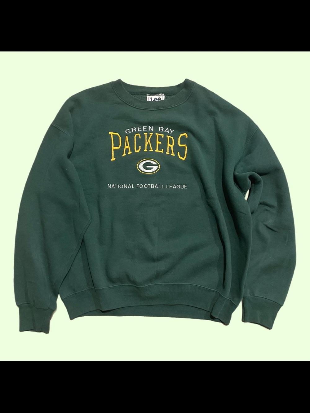 Lee Green Bay Packers Crewneck Sweatshirt - Forest Green with Yellow Logo